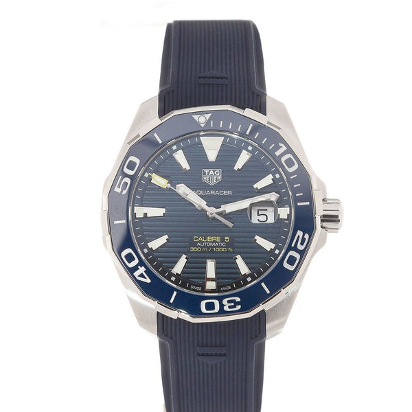 Buy Shop Tag Heuer Aquaracer Calibre 5 Automatic Blue Dial Blue Rubber Strap Watch for Men - WAY201B.FT6150 USA Online