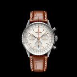 Buy Shop Breitling Navitimer B01 Chronograph 41 White Dial Brown Leather Strap Watch for Men - AB0139211G1P1 USA Online