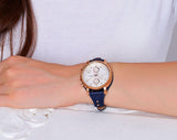 Buy Shop Fossil Original Boyfriend Chronograph White Dial Navy Blue Leather Strap Watch for Women - ES3838 USA Online