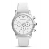 Buy Shop Emporio Armani Classic Chronograph White Dial White Rubber Strap Watch For Men - AR1054 USA Online
