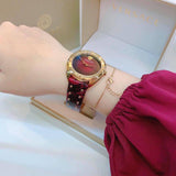 Buy Shop Versace Shadov Quartz Red Dial Red Leather Strap Watch for Women - VEBM00918 USA Online