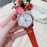 Buy Shop Versace Audrey Quartz Silver Dial Red Leather Strap Watch for Women - VELR00219 USA Online