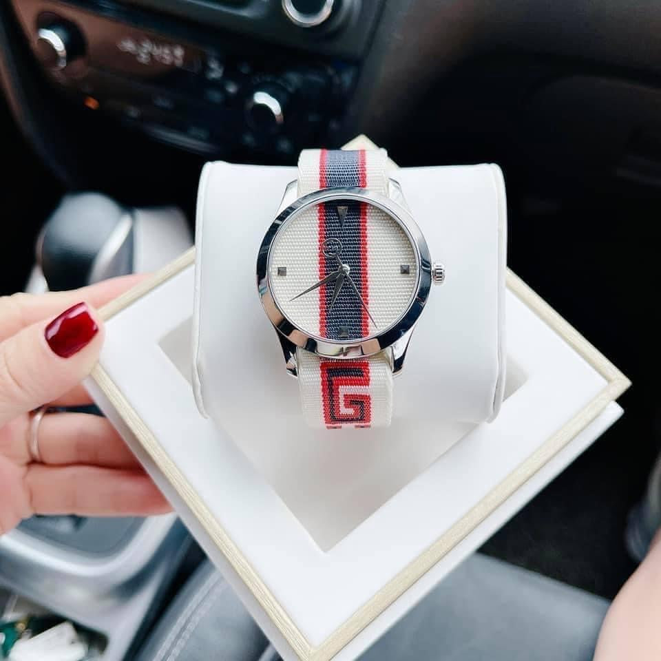 Buy Shop Gucci G Timeless Quartz White Dial Two Tone NATO Strap Watch For Men - YA1264071 USA Online