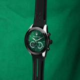 Buy Shop Maserati Traguardo Chronograph Green Dial Black Silicone Strap Watch For Men - R8871612043 USA Online