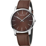 Calvin Klein City Brown Dial Brown Leather Strap Watch for Men - K2G211GK