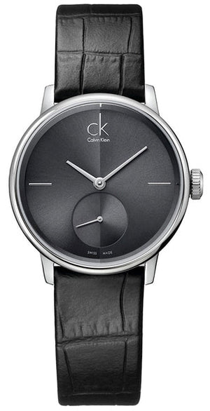 Buy Shop Calvin Klein Accent Black Dial Black Leather Strap Watch for Women - K2Y231C3 USA Online