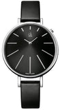 Buy Shop Calvin Klein Equal Black Dial Black Leather Strap Watch for Women - K3E231C1 USA Online