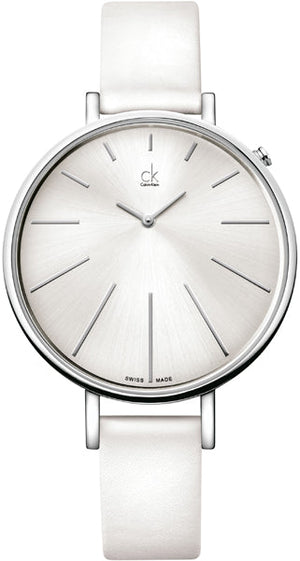 Buy Shop Calvin Klein Equal White Dial White Leather Strap Watch for Women - K3E231L6 USA Online