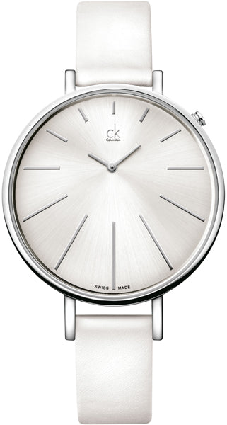 Buy Shop Calvin Klein Equal White Dial White Leather Strap Watch for Women - K3E231L6 USA Online