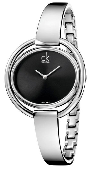 Buy Shop Calvin Klein Impetuous Black Dial Silver Steel Strap Watch for Women - K4F2N111 USA Online