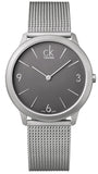Buy Shop Calvin Klein Minimal Grey Dial Silver Mesh Bracelet Watch for Men - K3M51154 USA Online