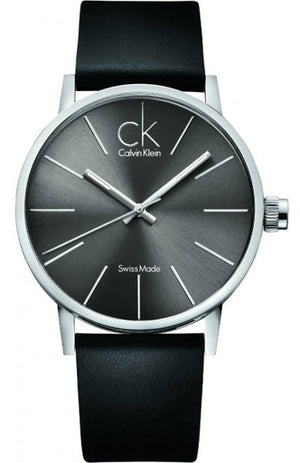 Buy Shop Calvin Klein Minimal Black Dial Black Leather Strap Watch for Men - K7621107 USA Online