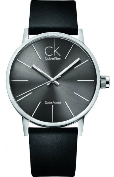 Buy Shop Calvin Klein Minimal Black Dial Black Leather Strap Watch for Men - K7621107 USA Online