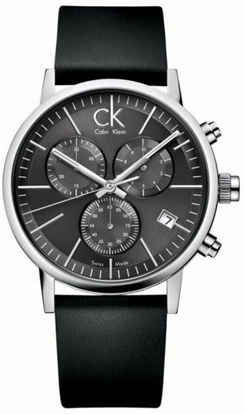 Buy Shop Calvin Klein Post Minimal Chronograph Black Dial Black Leather Strap Watch for Men - K7627107 USA Online