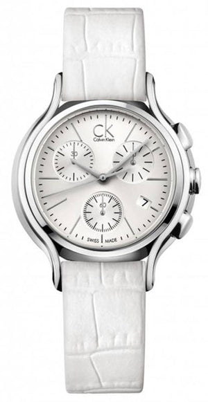 Buy Shop Calvin Klein Skirt White Dial White Leather Strap Watch for Women - K2U291L6 USA Online