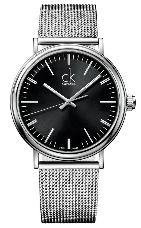 Buy Shop Calvin Klein Surround Black Dial Silver Mesh Bracelet Watch for Men - K3W21121 USA Online