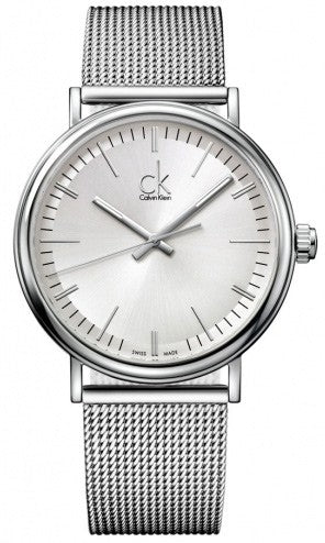Buy Shop Calvin Klein Surround Silver Dial Silver Mesh Bracelet Watch for Men - K3W21126 USA Online