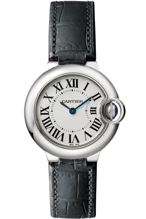 Buy Shop Cartier Ballon Bleu Silver Dial Black Leather Strap Watch for Women - W69018Z4 USA Online