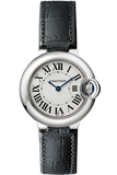 Buy Shop Cartier Ballon Bleu Silver Dial Black Leather Strap Watch for Women - W69018Z4 USA Online