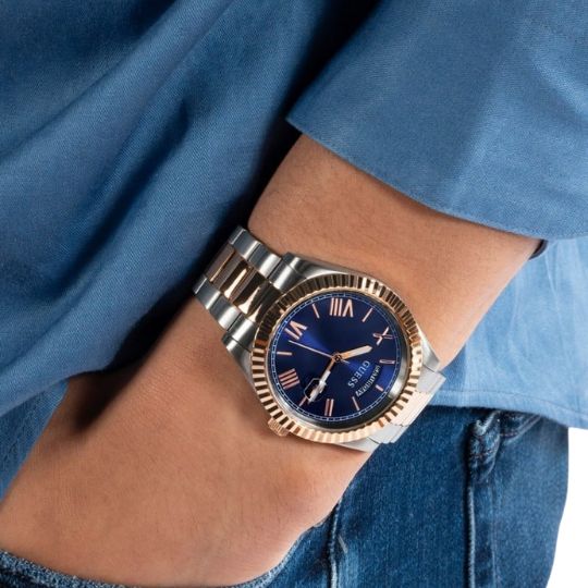 Buy Shop Guess Connoisseur Quartz Blue Dial Two Tone Steel Strap Watch For Men - GW0265G12 USA Online