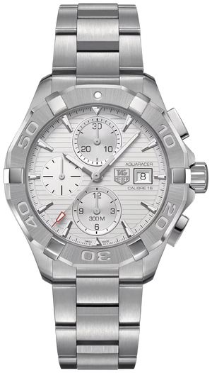 Tag Heuer Aquaracer Caliber 16 Automatic Chronograph White Dial Silver Steel Strap Watch for Men - CAY2111.BA0927