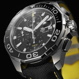 Tag Heuer Aquaracer Automatic Chronograph Black Dial Black Nylon Strap Watch for Men - CAY211A.FC6361