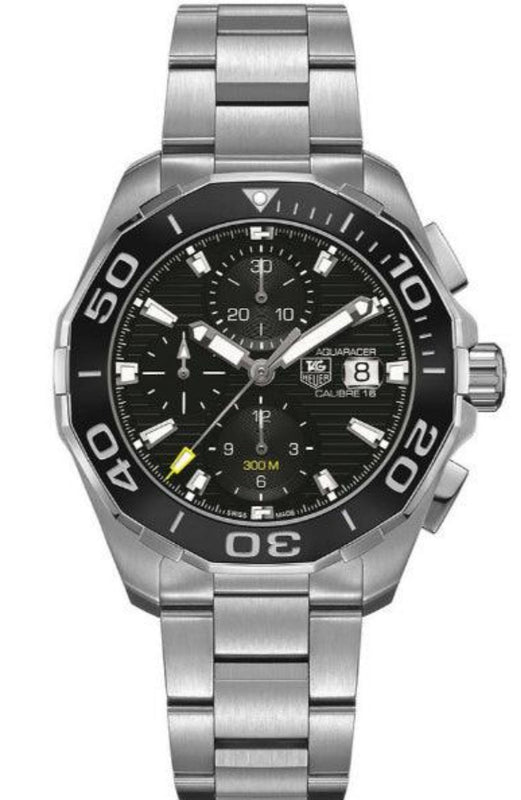 Buy Shop Tag Heuer Aquaracer Calibre 16 Day-Date Black Dial Silver Steel Strap Watch for Men - CAY211A.BA0927 USA Online