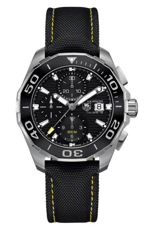 Tag Heuer Aquaracer Automatic Chronograph Black Dial Black Nylon Strap Watch for Men - CAY211A.FC6361