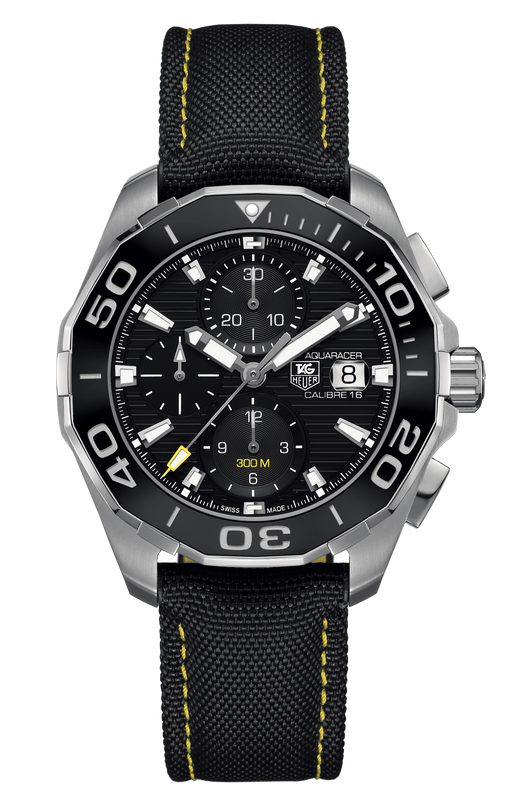 Buy Shop Tag Heuer Aquaracer Automatic Chronograph Black Dial Black Nylon Strap Watch for Men - CAY211A.FC6361 USA Online