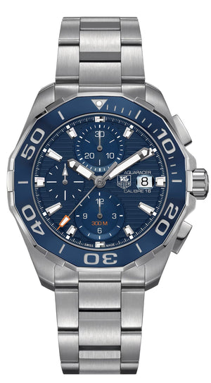 Buy Shop Tag Heuer Aquaracer Calibre 16 43mm Blue Dial Silver Steel Strap Watch for Men - CAY211B.BA0927 USA Online