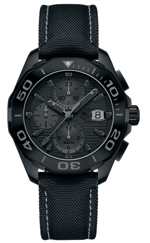 Buy Shop Tag Heuer Aquaracer Automatic Chronograph Special Edition Titanium Grey Dial Black Leather Strap Watch for Men - CAY218B.FC6370 USA Online