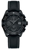 Buy Shop Tag Heuer Aquaracer Automatic Chronograph Special Edition Titanium Grey Dial Black Leather Strap Watch for Men - CAY218B.FC6370 USA Online