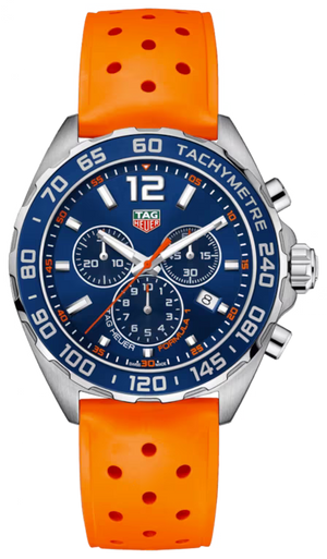 Buy Shop Tag Heuer Formula 1 Quartz Chronograph Blue Dial Orange Rubber Strap Watch for Men - CAZ1014.FT8028 USA Online