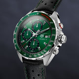 Buy Shop Tag Heuer Formula 1 Calibre 16 Automatic Chronograph Green Dial Black Leather Strap Watch for Men - CAZ2016.FC6473 USA Online