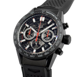 Buy Shop Tag Heuer Carrera Automatic Chronograph Black Dial Black Rubber Strap Watch for Men - CBG2A90.FT6173 USA Online