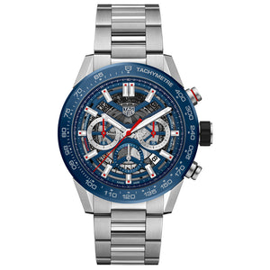 Buy Shop Tag Heuer Carrera Chronograph Blue Dial Silver Steel Strap Watch for Men - CBG2A11.BA0654 USA Online