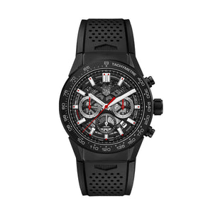 Buy Shop Tag Heuer Carrera Automatic Chronograph Black Dial Black Rubber Strap Watch for Men - CBG2A90.FT6173 USA Online