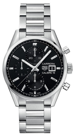 Buy Shop Tag Heuer Carrera Automatic Chronograph Black Dial Silver Steel Strap Watch for Men - CBK2110.BA0715 USA Online