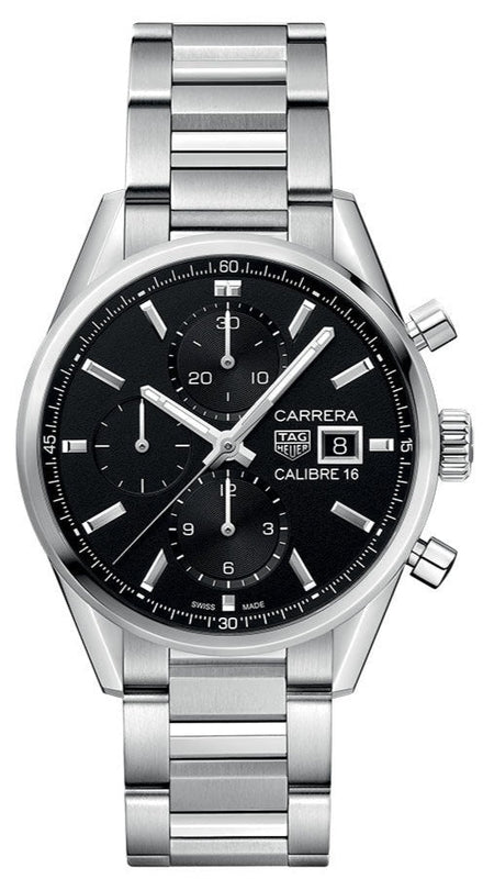 Buy Shop Tag Heuer Carrera Automatic Chronograph Black Dial Silver Steel Strap Watch for Men - CBK2110.BA0715 USA Online