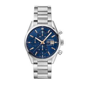 Buy Shop Tag Heuer Carrera Automatic Chronograph Blue Dial Silver Steel Strap Watch for Men - CBK2115.BA0715 USA Online