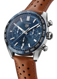 Buy Shop Tag Heuer Carrera Automatic Chronograph Blue Dial Brown Leather Strap Watch for Men - CBN2A1A.FC6537 USA Online