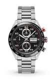 Buy Shop Tag Heuer Carrera Chronograph Black Dial Silver Steel Strap Watch for Men - CBN2A1AA.BA0643 USA Online
