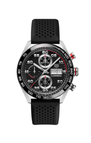 Buy Shop Tag Heuer Carrera Chronograph Black Dial Black Rubber Strap Watch for Men - CBN2A1AA.FT6228 USA Online