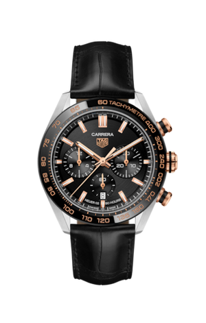 Buy Shop Tag Heuer Carrera Chronograph Black Dial Black Leather Strap Watch for Men - CBN2A5A.FC6481 USA Online