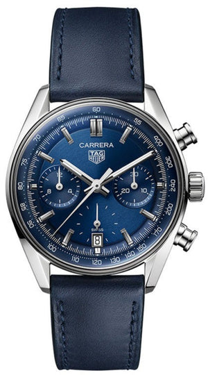 Buy Shop Tag Heuer Carrera Chronograph Blue Dial Blue Leather Strap Watch for Men - CBS2212.FC6535 USA Online