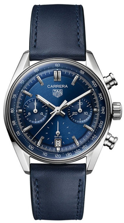 Buy Shop Tag Heuer Carrera Chronograph Blue Dial Blue Leather Strap Watch for Men - CBS2212.FC6535 USA Online