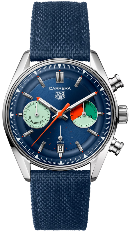 Buy Shop Tag Heuer Carrera Skipper Automatic Chronograph Blue Dial Blue Nylon Strap Watch for Men - CBS2213.FN6002 USA Online