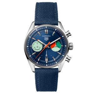 Buy Shop Tag Heuer Carrera Skipper Automatic Chronograph Blue Dial Blue Nylon Strap Watch for Men - CBS2213.FN6002 USA Online