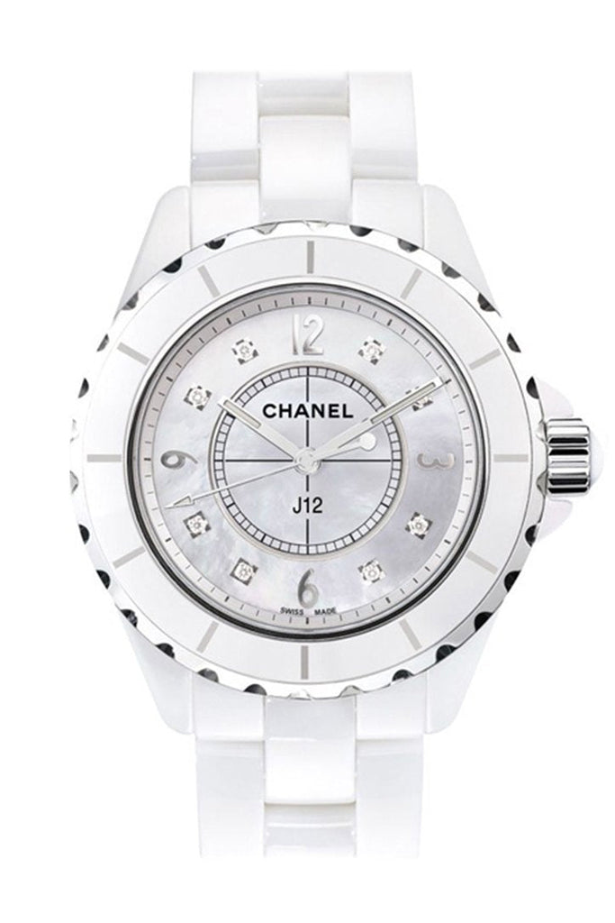 Buy Shop Chanel J12 Diamonds Quartz Ceramic White Dial White Steel Strap Watch for Women - J12 H2422 USA Online