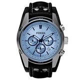 Fossil Coachman Chronograph Blue Dial Black Leather Strap Watch for Men - CH2564